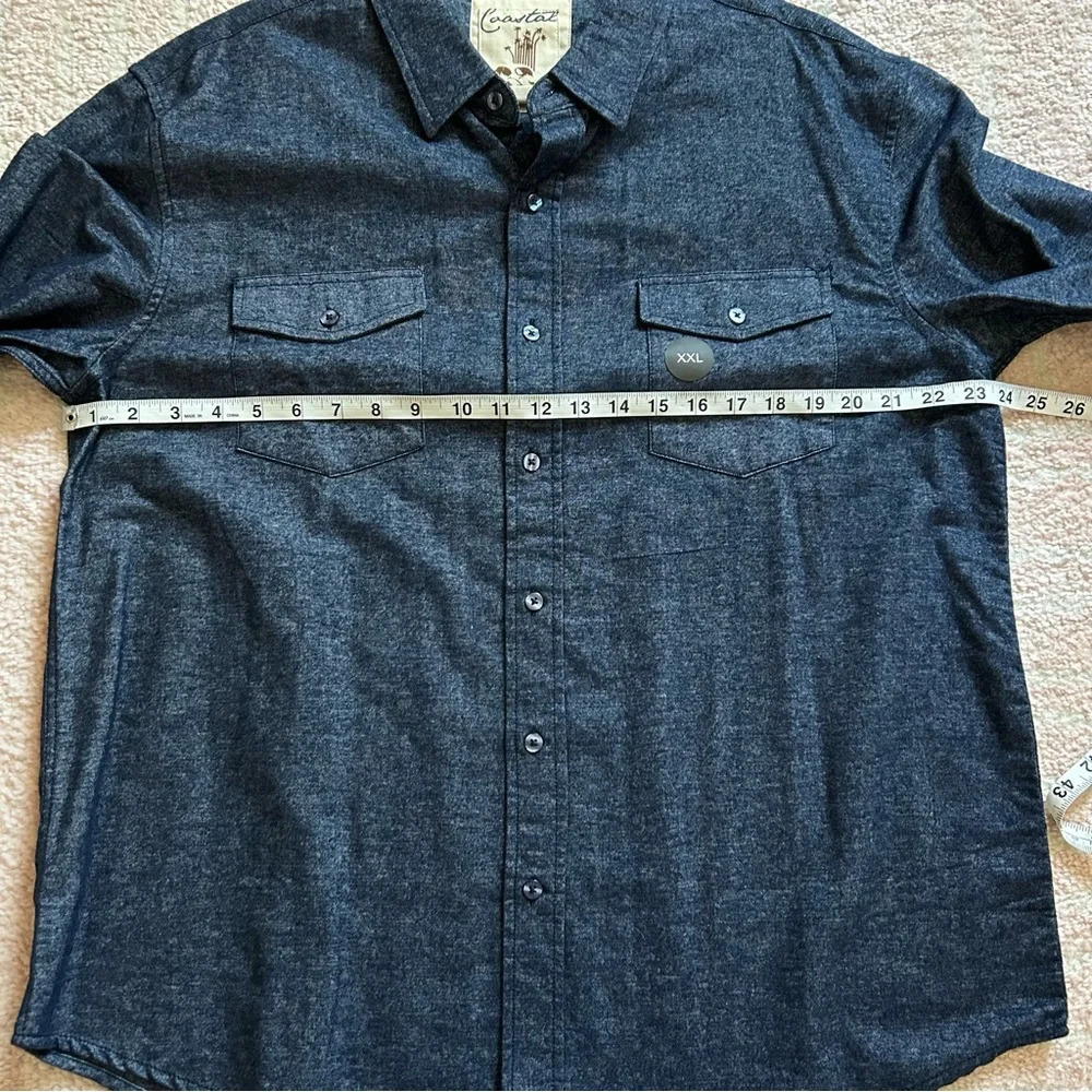 NWT Coastal Marled Navy Cotton Flannel Button Down Shirt Size XXL - Picture 7 of 10